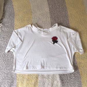 rose embroidered crop top